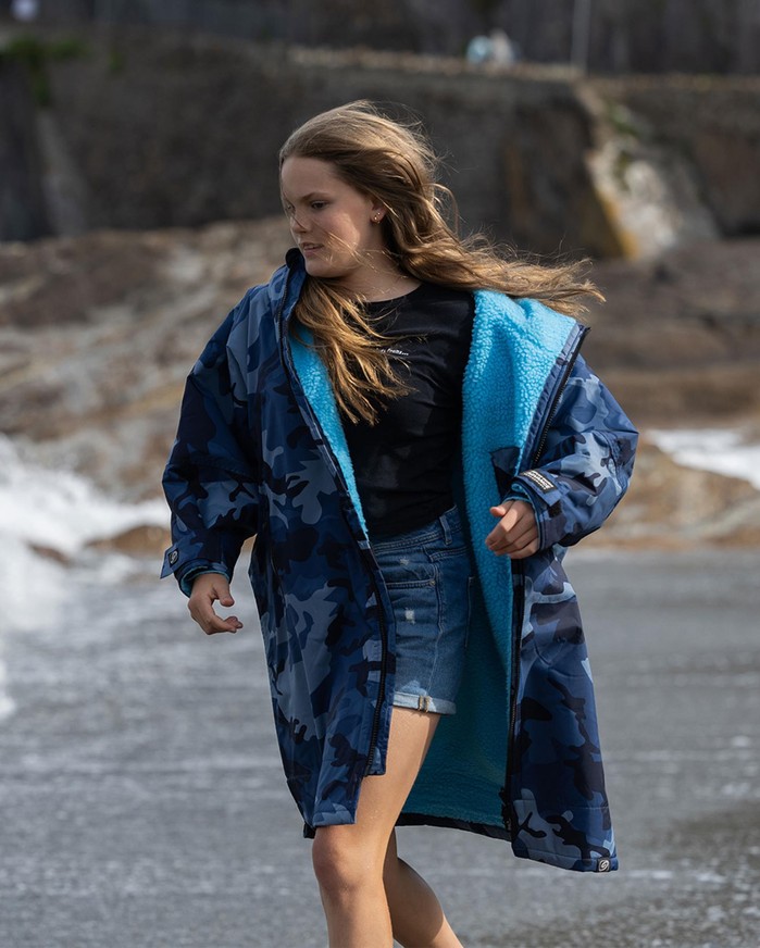 DRYROBE Advance Long Sleeve KIDS Camo Blau