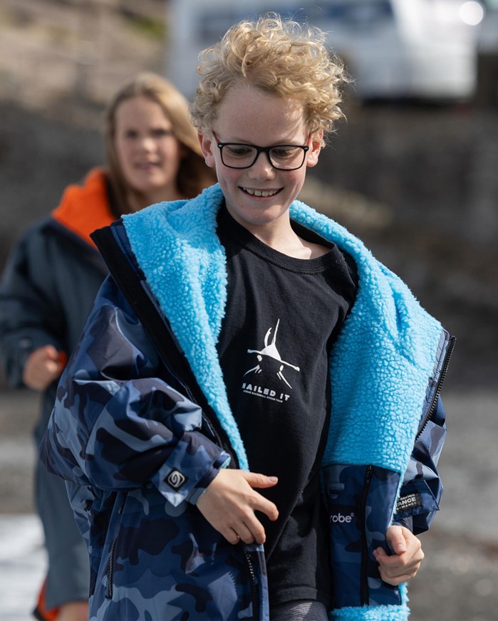 DRYROBE Advance Long Sleeve KIDS Camo Blau