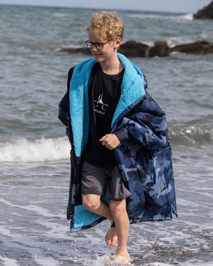DRYROBE Advance Long Sleeve KIDS Camo Blau