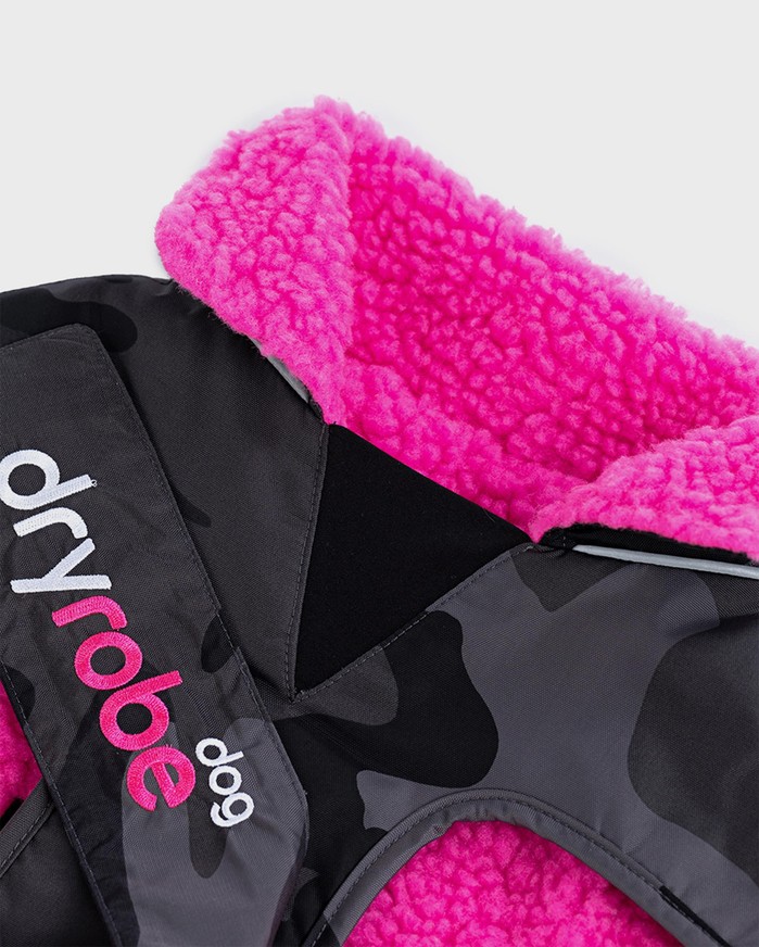 DRYROBE Dog Coat Hundemantel Schwarz Camo Pink