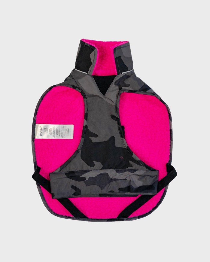 DRYROBE Dog Coat Hundemantel Schwarz Camo Pink
