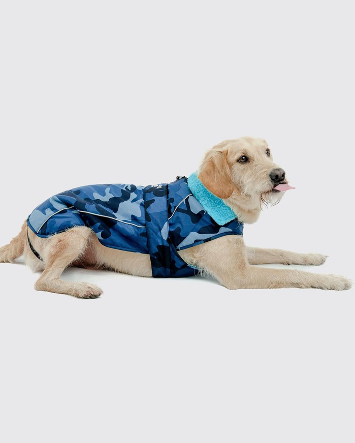 DRYROBE Dog Coat Hundemantel Blau Camo