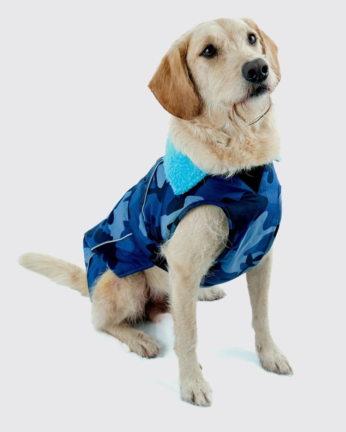 DRYROBE Dog Coat Hundemantel Blau Camo