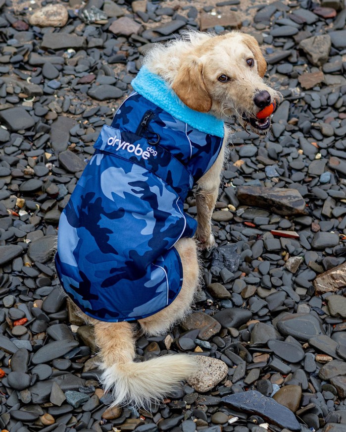 DRYROBE Dog Coat Hundemantel Blau Camo
