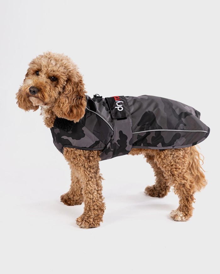 DRYROBE Dog Coat Hundemantel Schwarz Camo