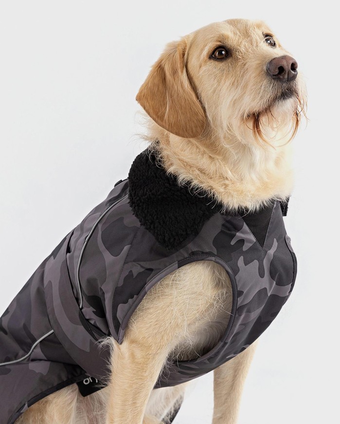 DRYROBE Dog Coat Hundemantel Schwarz Camo