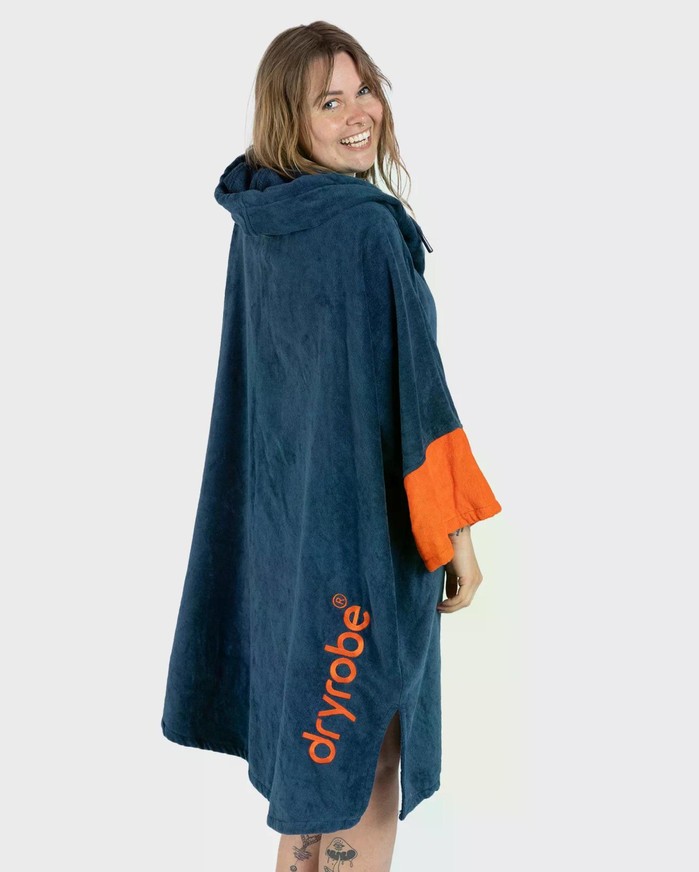 DRYROBE Fullzip Handtuchmantel Baumwolle Blau