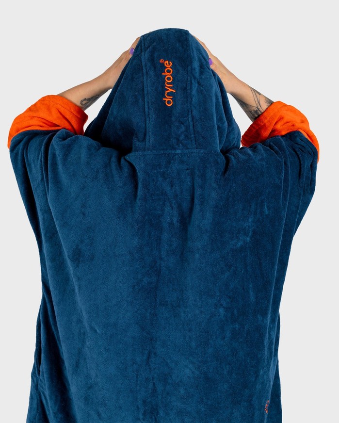 DRYROBE Fullzip Handtuchmantel Baumwolle Blau