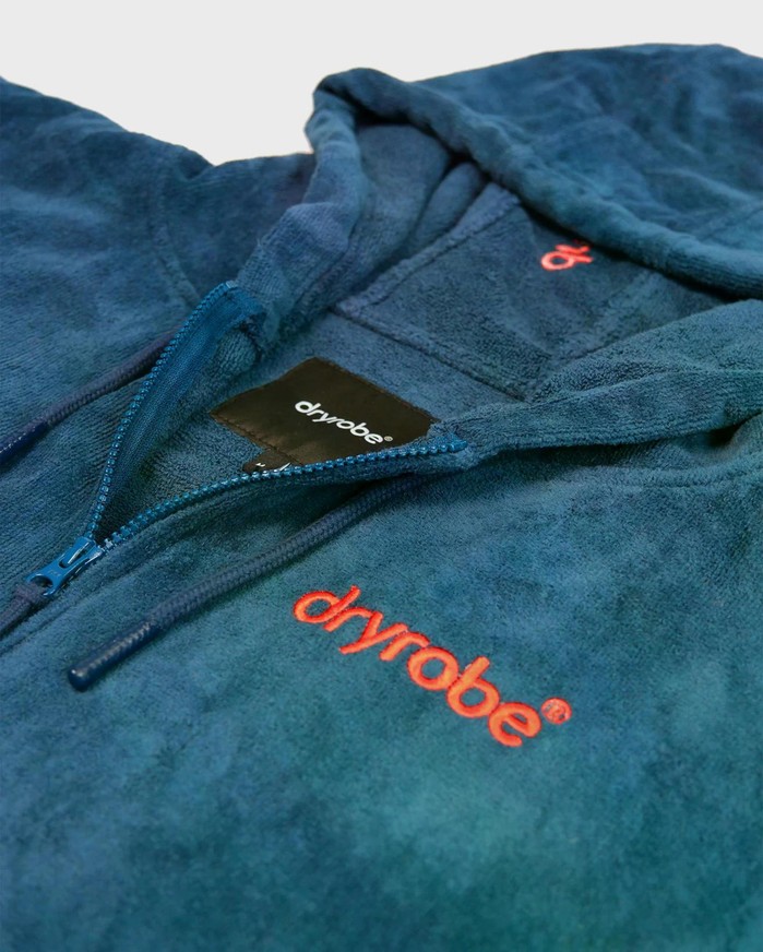 DRYROBE Fullzip Handtuchmantel Baumwolle Blau