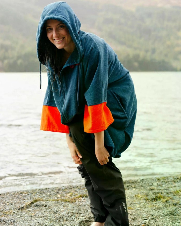 DRYROBE Fullzip Handtuchmantel Baumwolle Blau