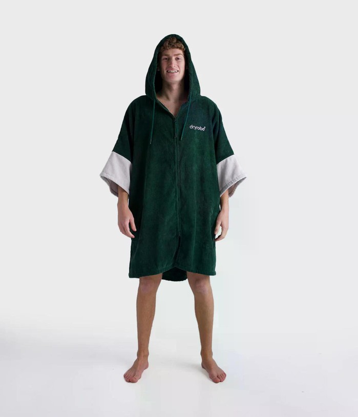 DRYROBE Fullzip Handtuchmantel Baumwolle Grün