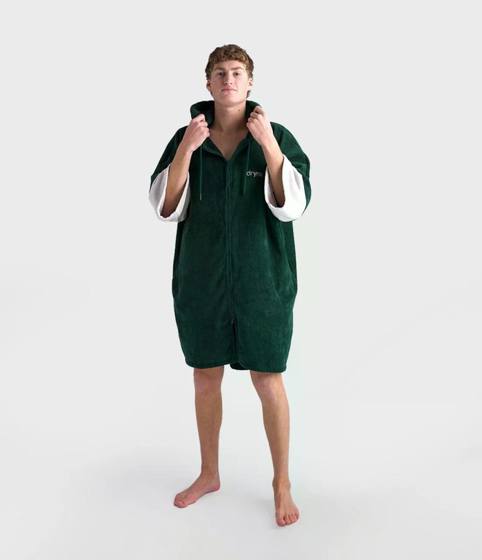 DRYROBE Fullzip Handtuchmantel Baumwolle Grün