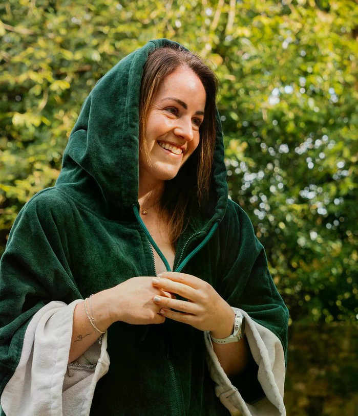 DRYROBE Fullzip Handtuchmantel Baumwolle Grün