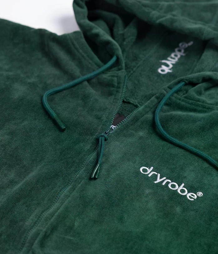 DRYROBE Fullzip Handtuchmantel Baumwolle Grün