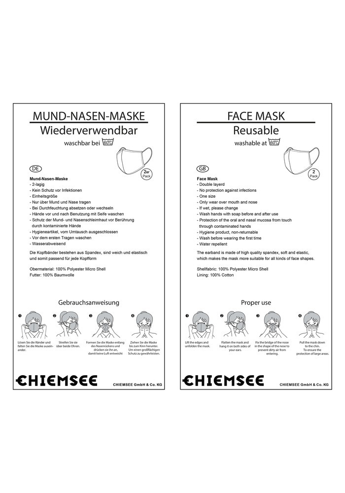 Chiemsee TEXTILMASKE DOPPELPACK Girls, Face Mask