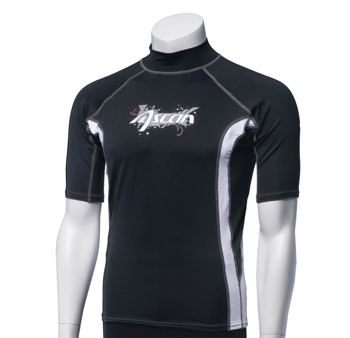 Ascan Shirt Black 1/2 kurzarm UV-Schutz Rash Vest