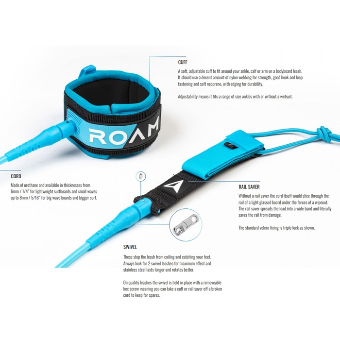 ROAM Surfboard Leash Premium 9.0 Knie 7mm Orange