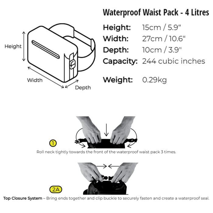 OverBoard wasserdichte Hüfttasche LIGHT 4 L Schwar
