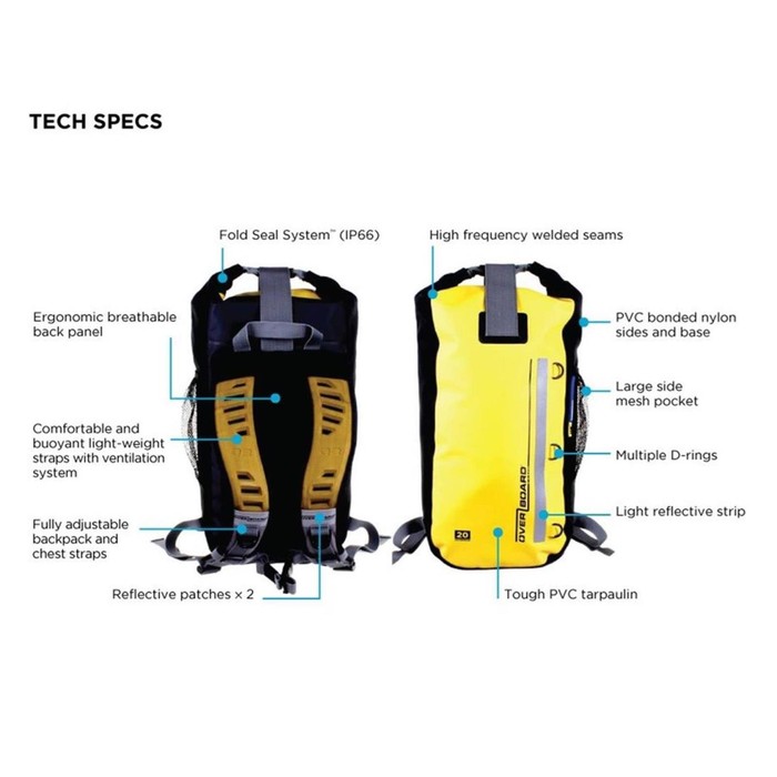 OverBoard wasserdichter Rucksack 45 Liter Schwarz