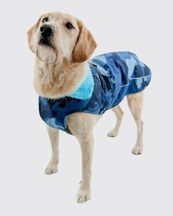 DRYROBE Dog Coat Hundemantel Blau Camo