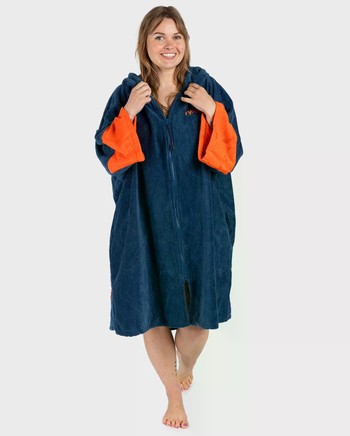 DRYROBE Fullzip Handtuchmantel Baumwolle Blau