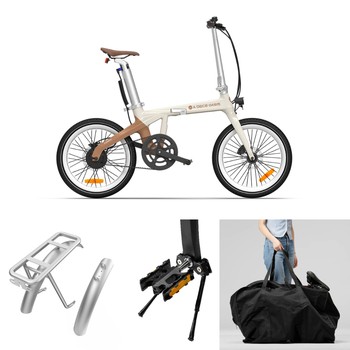 ADO Air Carbon E-Bike - E-Faltrad Set inklusive Schutzbleche, Gepäckträger, Ständer, Tragetasche