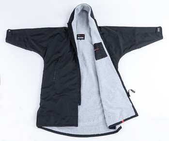 dryrobe Advance Long Sleeve Poncho KIDS Schwarz / Grau